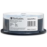 Verbatim 97334 50 GB 6x Blu-Ray Double Layer Hub Inkjet Printable Recordable Disc BD-R DL (25-Disc Spindle)
