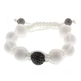 Black Crystal Micro Pave White Balls Shamballa Bracelet