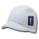 WHITE SOLID CAMPUS JEEP CAP VISOR BEANIE SKI CAP CAPS HAT HATS TOQUE