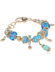 Baby Bottle Theme Gold Tone Charm Bracelet, 7.5"