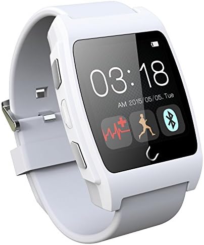 SHLDEAL UX Heart Rate Monitoring Bluetooth Smart Watch Android Smart WristWatches Phone Mate Sports U Watch with Pedometer Gravity Sensor Suitable for iPhone 4/4S/5/5C/5S Samsung S2/S3/S4/Note2 /Note3 Smart Phones (White)