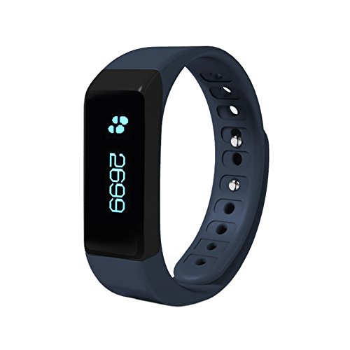 iWOWN Smart Bracelet i5plus IP65 Water Resistant Fitness Trackers with OLED Touch Screen, Bluetooth 4.0 Pedometer, Wristband, Sleep Monitor, Call/MSM Reminder for Android/ iOS Smartphone Blue