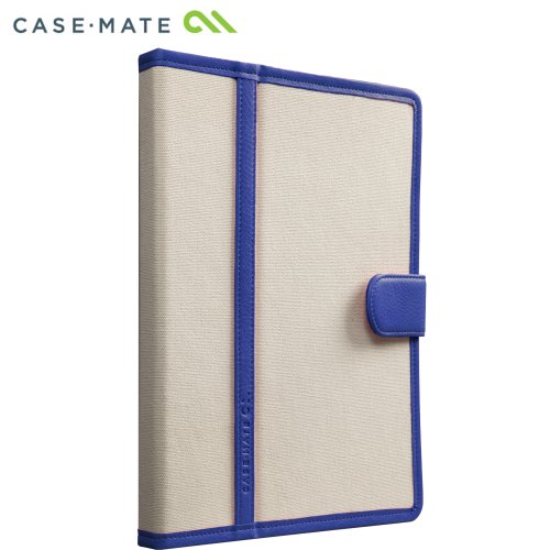 Case-Mate 日本正規品 iPad Retinaディスプレイモデル (第4世代) / iPad (第3世代) / iPad 2 対応 Slim Stand Case Trimmed Canvas, Marine Blue / White スタンド機能つき ブックタイプ スリムスタンド ケース「トリム キャンバス」 マリンブルー／ホワイト CM020413