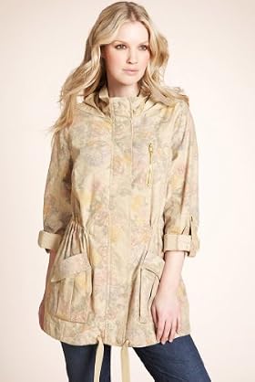 Indigo Collection Cotton Blend Floral Hooded Parka
