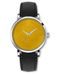 SPRAWL Aanalog Fashion Series Silver Ladies Watches of Genuine Black Leather Strap,Unique Wrist Watch for Women Girls Designed with yellow boxes