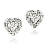 Sterling Silver .13ct. TDW Heart Stud Earrings