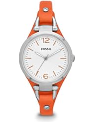 Fossil Georgia Three Hand Leather Watch - Orange Es3315