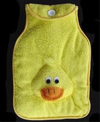 Hot or Cold Water Bottle with Soft Yellow Duck Cover