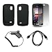Black Soft Silicone Gel Skin Cover Case + LCD Screen Protector + Rapid Car Charger + USB Data Sync Charge Cable for Samsung Solstice A887