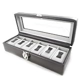 Coffret Cuir "Munich" gris anthracite 6 montres