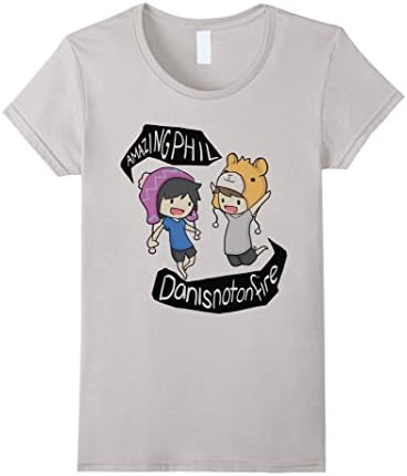 Women's Amazing phil and dan T-shirt Medium Silver