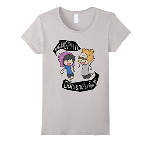 Women's Amazing phil and dan T-shirt Small Silver