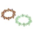 Set of 2 Faceted Glass Rondell Stretchy Bracelets - 7.5'' Length - Green and AB Brown
