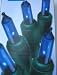 Set of 50 Blue Mini Christmas Lights - Green Wire Stays Lit even if one bulb is burnt out. With extra bulb and fuse. - bulbs - energy saving steady Illuminating or flashing (flashing bulb included)
