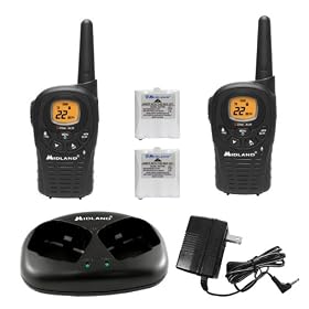 Midland LXT360VP3 22-Channel 22-Mile 2-Way GMRS Radio with Rechargeable Batteries and Dual Desktop Charger (Pair, Black)