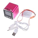 Mini Digital LCD MP3 Player Speaker FM Radio USB Disk Micro SD TF Card Rose Red