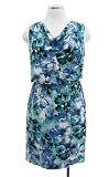 Anne Klein Sea Glass Combo Jersey Sleeveless Faux Wrap O Dress