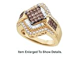 Nice 14k. Gold Genuine 1.50 ct.Cognac and White Diamond Ring