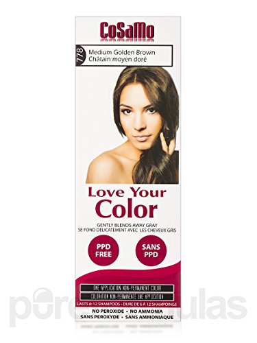 CoSaMo - Love Your Color Non Permanent Hair Color 778 Medium Golden Brown - 3 oz NEW PACKAGING Like Clairol , L'Oreal , Garnier , John Frieda , Nice n Easy , Revlon haircolor ... No PPD or No Ammonia ! Paraben FREE ! PPD FREE ! No Peroxide ! Peroxide Free ! #1 RATED BEST HAIR COLOR ! Most Popular Haircolor ! MADE IN USA