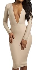 Sexy V-neck Stretchy Polyester Knee Length Flared-Skirt Empire   Waistline Bandage Dress 