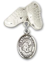 Sterling Silver Baby Badge with Our Lady of Mercy Charm and Baby Boots Pin