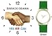 Black & White Handshake - Barack Obama - Yes We Can - President Barack Obama Commemorative - WATCHBUDDY&reg; DELUXE TWO-TONE THEME WATCH - Arabic Numbers - Green Leather Strap-Size-Children's Size-Small ( Boy's Size & Girl's Size )