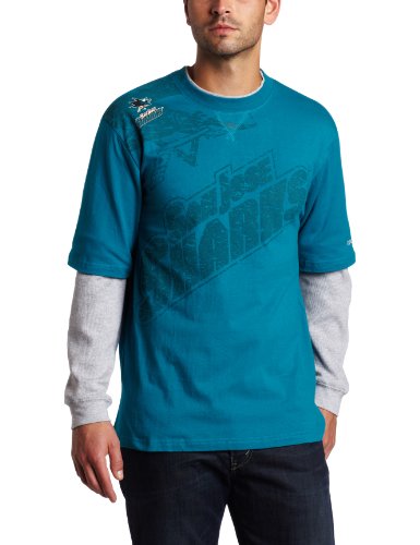 NHL Men's San Jose Sharks Scrimmage Splitter Long Sleeve Tee (Teal, Large)