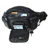 Leather in Chicago Extra Large Mens Womens Black Leather Fanny Pack