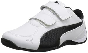 PUMA Drift Cat 5 V Leather Sneaker (Toddler/Little Kid),White/Black,12 M US Little Kid