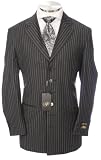 Ferrecci Stylish Black Pinstripe Suit + 2 Free Silk Ties (2789-31)