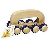 Hand Held 6 Wooden Foot Back Shoulder Massager with 8 Wheels
