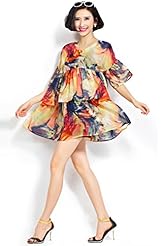 Polyamide Flared-Skirt Floral Print Mini Dress 