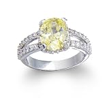 Sterling Silver Faceted Canary Cubic Zirconia Ring by Cheline