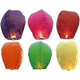 12 Premium SKY LANTERNS 40" Tall Hot Air Balloons - 6 ASSORTED COLORS