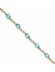 Genuine 14K Yellow Gold Blue Topaz Bracelet 7 Grams Of Gold 100% Satisfaction Guaranteed.