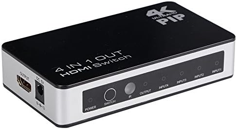 Ultra HD 4K x 2K HDMI Switch High Speed Selector Switcher 4x1 with PiP &amp; IR Wireless Remote Control, Support HD 1080P &amp; 3D