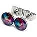 Galaxy Universe Space Unisex Mens Womens Stainless Steel Stud Earrings (6.5 Millimeters)