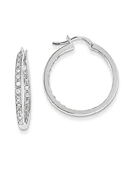 14k White Gold Diamond In/Out Hoop Earrings. Carat Wt- 0.49ct. Metal Wt- 5g