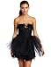 ABS Allen Schwartz Women's Strapless Feather And Trim Dress, Black, 12