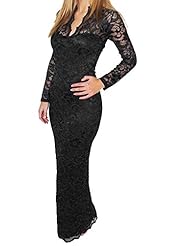 Long Sleeves Lace Wrap Cocktail Full Length Evening Dress/Prom Dress/Party Dress/Maxi Dress 