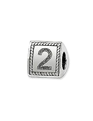 Triangle Block, Number 2 Charm in Silver For 3mm Charm Bracelets
