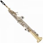 Cecilio 2Series SS-280LN 2-Tone Gold Lacquered Brass Soprano Saxophone w/ Case and Accessories