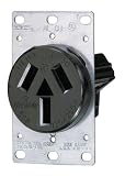 Leviton 800-05206-000 Range Receptacle 50 Amp 125/250V Flush Mount Black