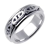 Cheek to Cheek Celtic Wedding Ring in 18K White Gold