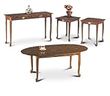 IMAGE OF 4 Piece Oak Finish Coffee Table, 2 End Tables, Sofa Table Set
