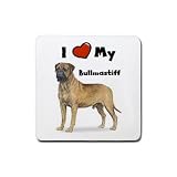 I Love My Bullmastiff Rubber Square Coaster (4 pack)