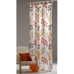Dekoschal mit Schlaufen Vorhang 140x245 creme transparent Blatt Muster