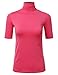 DRESSIS Women's Mock Neck Short Sleeve Soft Stretchy Slim Fit Top S-3XL (15 Colors)