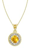 10k Yellow Gold, November Birthstone, Citrine and Diamond Pendant