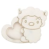 【ノーブランド 品】白ベース 木材 ピクチャーフォト フレーム 子供 手 DIY 羊の形状